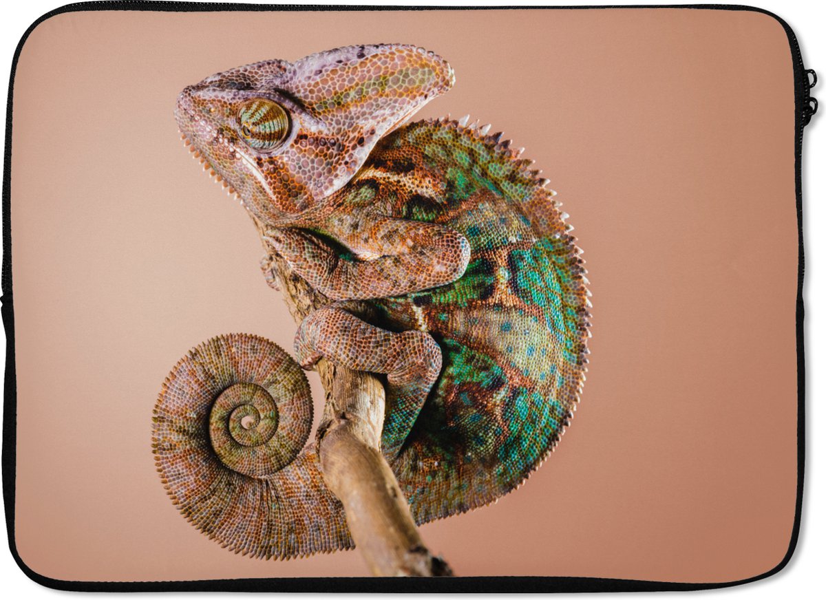 Laptophoes 14 inch - Camouflage - Kameleon - Takken - Laptop sleeve - Binnenmaat 33x23 cm - Zwarte achterkant