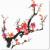 Muismat Aziatische schilderkunst - Waterverf schildering Japanse kersenbloesem muismat rubber - 19x23 cm - Muismat met foto