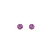 Michelle Bijoux oorknop smiley paars JE13583