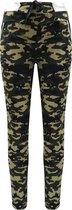 Dames Legging - Sportlegging - Joggingbroek - High Waist - Camouflage - Legerprint - Grijs -  Maat M/L (38-40)