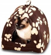 Pet Hut - Kattenmand - Bruin - Fleece - 32 x 32 x 37 cm - Uitneembaar kussen en ruimtebesparend