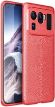 Xiaomi Mi 11 Ultra Hoesje TPU met Litchi Leren Textuur Rood