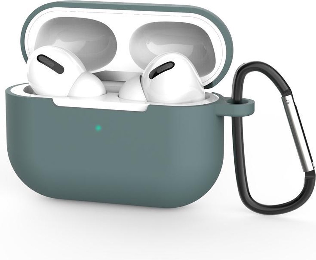 Beschermhoes met riemclip voor Apple Airpods Pro - Donker Groen - Siliconen case geschikt voor Apple Airpods Pro