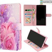 Bookcase Bloemen Roze - Samsung Galaxy A22 5G - Portemonnee hoesje