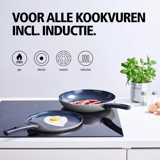 BRABANTIA INDU+ Pannenkoekenpan keramische antiaanbaklaag Ø 24 cm inductie pfas vrij