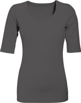 MOOI! Company - Dames T-shirt Joyce - mouwtje tot de elleboog - Aansluitend model - Kleur Charcoal Grey - XL