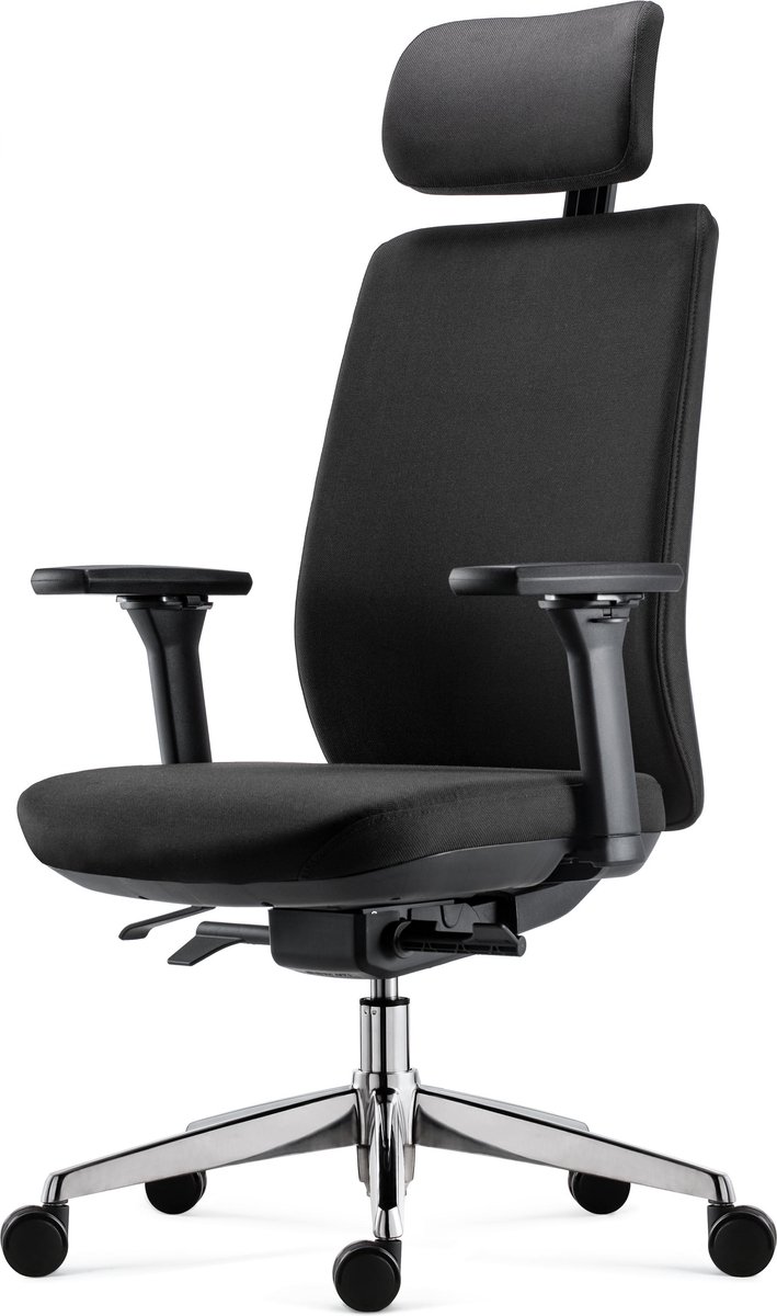 OrangeLabel Ergonomische bureaustoel Series 31 Type 8 met hoofdsteun en chroom voetenkruis en voldoet aan de NEN 1335 norm.