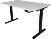 Zit-sta bureau 140x80 cm. – Slinger verstelbaar – Frame: zwart – Blad: Wit