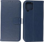 Samsung Galaxy A22 4G Hoesje - Book Case Telefoonhoesje - Kaarthouder Portemonnee Hoesje - Wallet Case - Navy