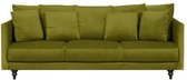 CONSTANCE 4-zits vaste zitbank rechts - Dennengroen fluweel - Klassiek - L 212 x D 93 cm