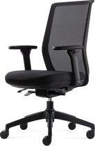 La chaise de bureau ergonomique OrangeLabel FYC 237 Synchro-4 est conforme à la norme NEN 1335. Couleur noire avec accoudoirs 4D