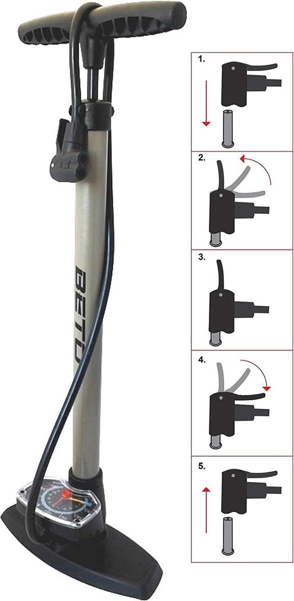 Pompe à vélo avec manomètre - affichage digital - Zwart
