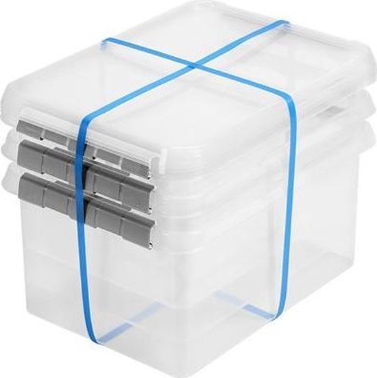 Sunware Comfort Line - 36L - Lot de 3 - Boîtes de rangement avec couvercle - Transparent / gris