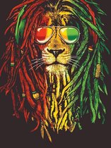 Allernieuwste Canvas Schilderij Grappige Rasta Reggae Leeuw - Kleur - Poster - Print - 60 x 90 cm