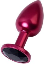 Toyfa Rood Anale Plug Met Zwarte Acrylsteen 7.2 cm