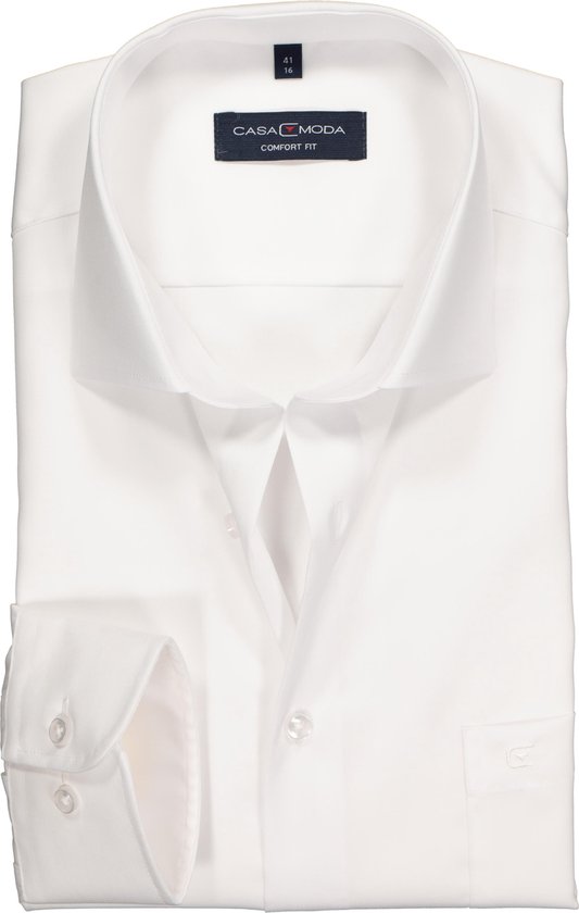 CASA MODA comfort fit overhemd - mouwlengte 72 - wit twill - Strijkvrij - Boordmaat:
