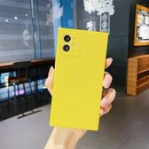 Effen kleur vierkant zacht TPU schokbestendig hoesje voor iPhone 12 Pro Max (geel)