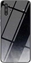 Voor Samsung Galaxy Note10+ Sterrenhemel Geschilderd Gehard Glas TPU Schokbestendig Beschermhoes (Star Crescent Moon)