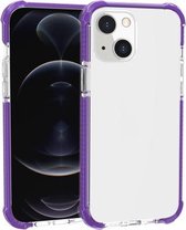 Vierhoekige schokbestendige TPU + acryl beschermhoes voor iPhone 13 mini (paars)