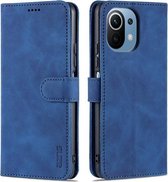 Voor Xiaomi Mi 11 Lite AZNS Huid Voelen Kalf Textuur Horizontale Flip Lederen Case met Kaartsleuven & Houder & Portemonnee (Blauw)