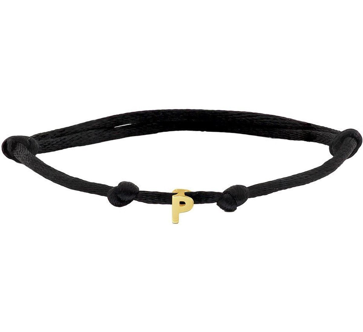 Goud Armband satijn letter P 4700044