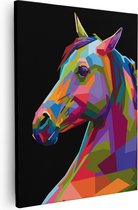 Artaza Canvas Schilderij Kleurrijke Paardenkop - Paard - Abstract - 80x100 - Groot - Foto Op Canvas - Canvas Print
