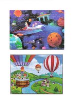 2 Houten Puzzels-60 Stuk-Legpuzzel-Educatief-Kinderen-Kleuters-Luchtballon/Ruimte