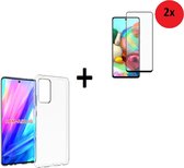 Geschikt voor Samsung Galaxy A52s 5G Hoesje - A52s 5G Screenprotector - Tempered Glass - A52s 5G Hoesje Transparant + 2x Full Screenprotector Tempered Glass