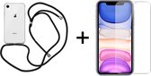 iParadise iPhone XR hoesje met koord transparant shock proof case - 1x iPhone XR screenprotector