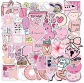 Akyol - Roze stickers - Girl Power stickers - Laptop stickers meisjes - Laptop stickers - Stickers voor o.a. bullet journal, agenda, laptop, telefoon, koffer - Sticker set van 50 s