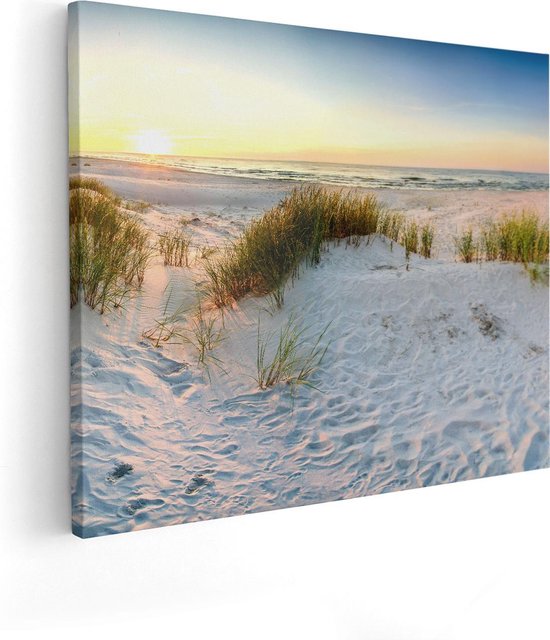 Artaza Canvas Schilderij Strand En Duinen Tijdens Zonsondergang - 50x40 - Foto Op Canvas - Canvas Print