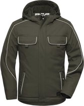James & Nicholson Solid softshell winterjack JN886 - Olijf - XXXL