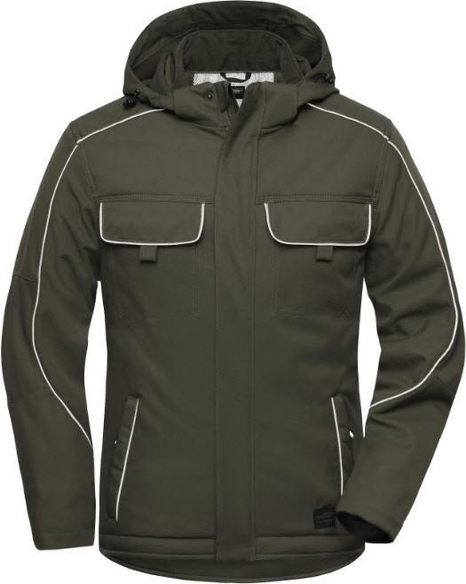 James & Nicholson Solid softshell winterjack JN886 - Olijf - XXXL