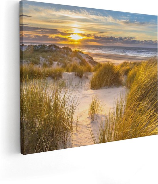 Artaza - Peinture sur toile - Plage et dunes au coucher du soleil - 50x40 - Photo sur toile - Impression sur toile