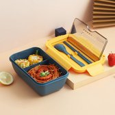 GrandKitchen Lunchbox blauw met lepel en vork 1100 ml