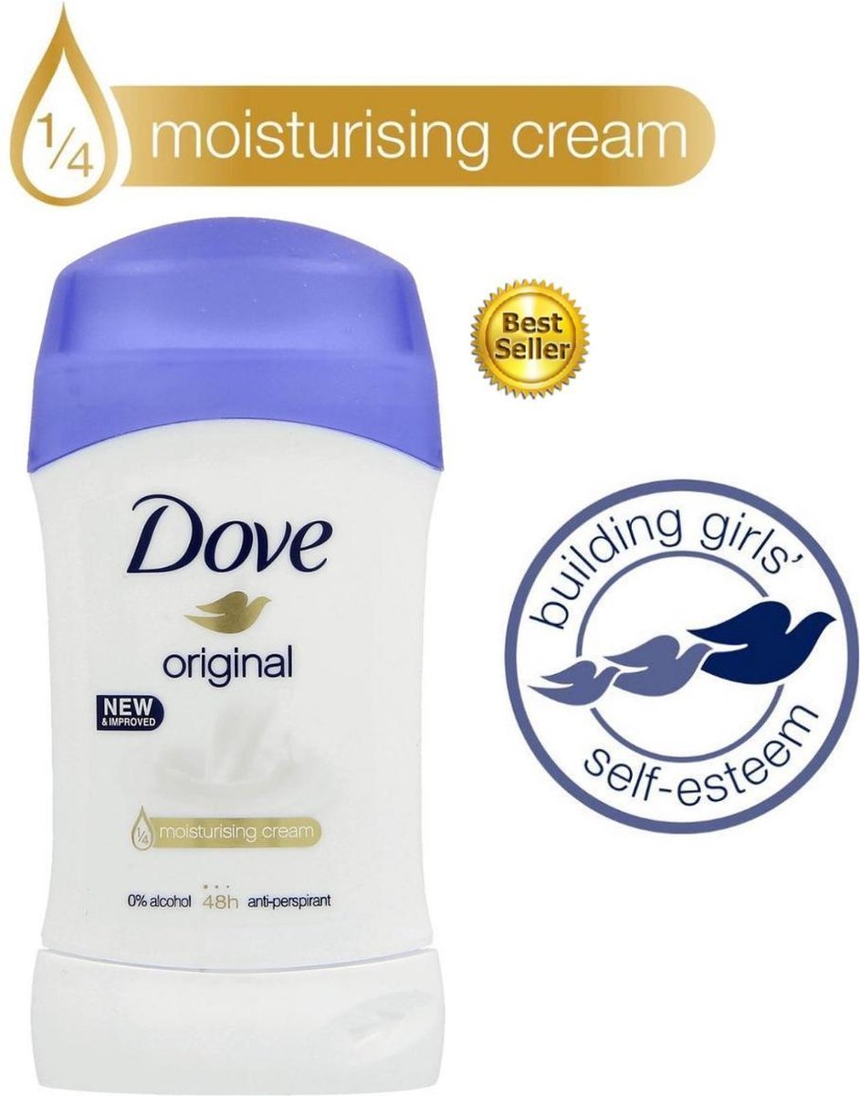 Goedkoopste Dove Original Deodorant Vrouw - Anti Transpirant Deodorant Stick met 0 Alcohol en 48 Uur Zweetbescherming - Bestverkochte Deo - 5 Stuks