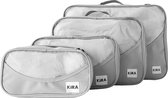 Kira Packing Cubes - Koffertassen - koffer organizer - Reistassen set - voor Handbagage, Backpacks & Koffers - 4 Stuks - Grijs