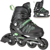 2in1 - Nils Extreme - inline skates/schaatsen maat: 39-42 - zwart/groen - zomer/winter