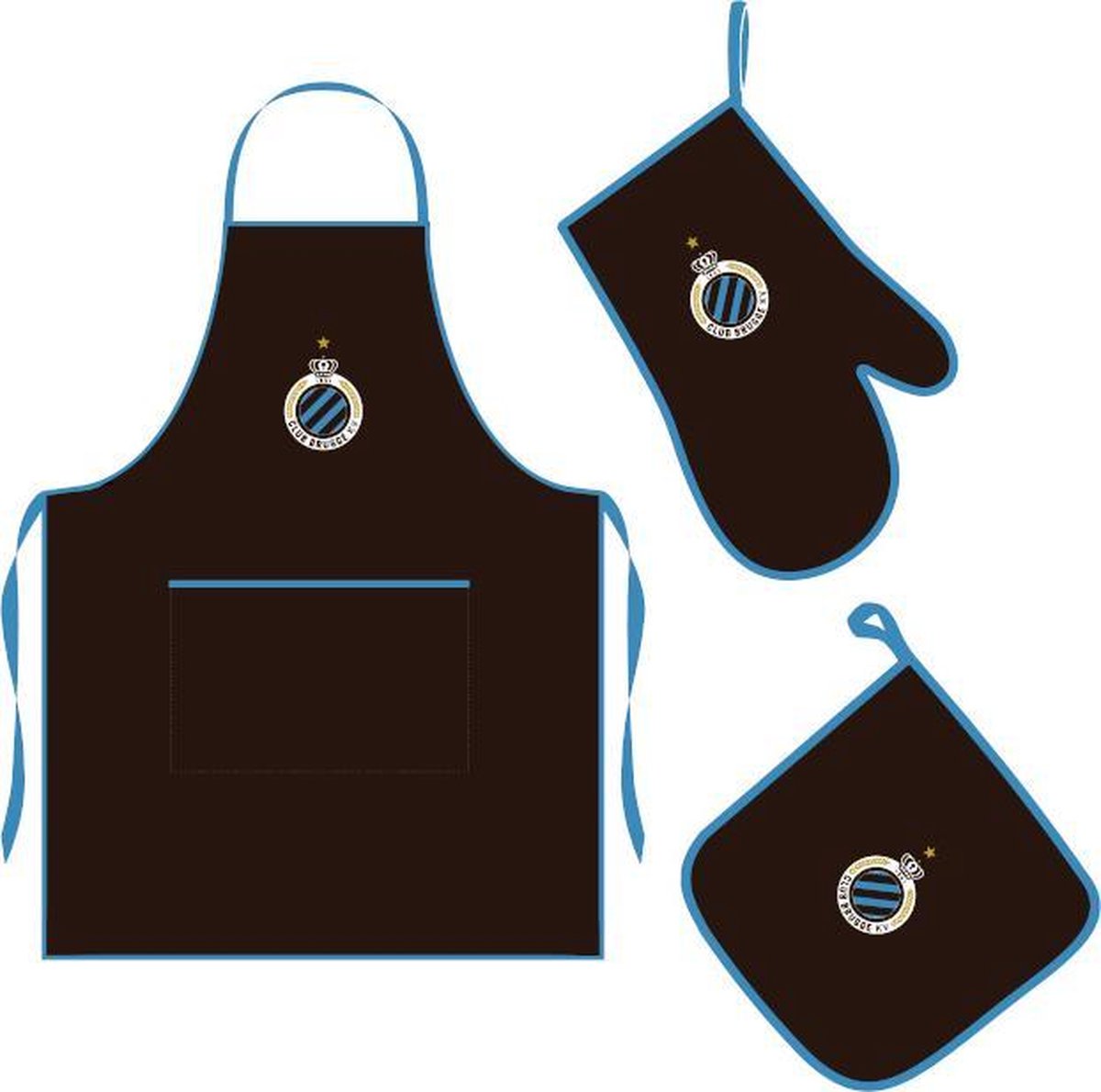 keukenset Club Brugge 'keukenschort, ovenwant en pannenlap'