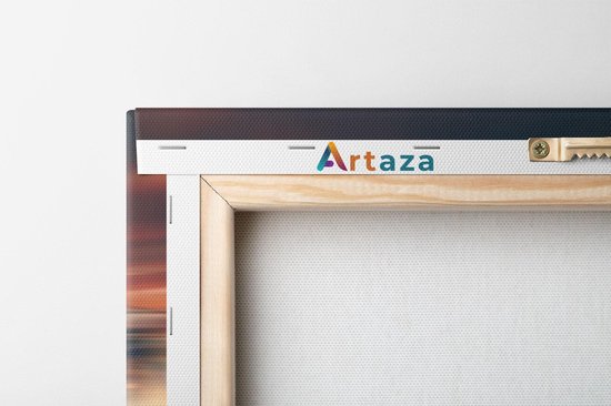 Artaza Canvas Schilderij Vijfluik Zwarte Sportwagen Auto Met Vlammen - 100x50 cm - Wanddecoratie Woonkamer - Schilderijen - Muurdecoratie