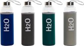 Glazen Fles met Neopreen Hoes DKD Home Decor H2O Aluminium (600 ml) (4 pcs)