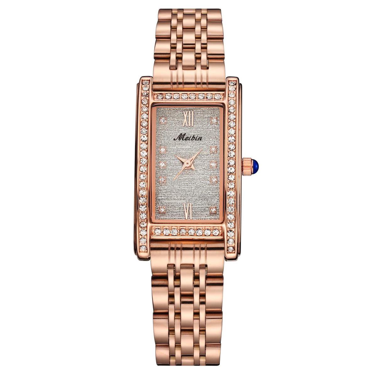 Longbo - Meibin - Dames Horloge - Rosé/Zilver - Glitter - 21*36mm (Productvideo)