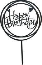 XYZ Goods - Taarttopper Happy Birthday - Taart Decoratie - Cake Topper - Verjaardag - Zwart - Hartjes
