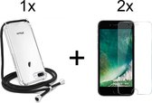 iPhone 6/6S Plus hoesje met koord transparant shock proof case - 2x iPhone 6/6S Plus screenprotector