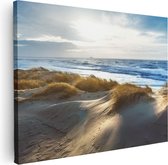 Artaza Canvas Schilderij Duinen En Zee  - 80x60 - Foto Op Canvas - Canvas Print