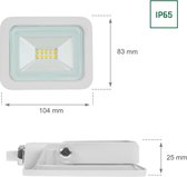 LED schijnwerper Wit - 10W IP65 - 3000K warm wit licht - 3 jaar garantie