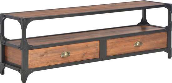 Tv meubel massief grenenhout met 2 lades 120x30x40 cm