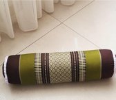 Knierolkussen – Bolster standaard Yoga en meditatie – Kapok - Thais design - Groen/bruin