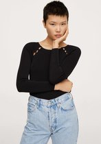 Mango Trui Gebreide Trui Met Knoopdetail 17083788 99 Dames Maat - L