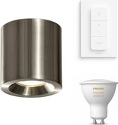 Acb Iluminacion Vanduo Opbouwspot met Philips Hue White Ambiance GU10 & Dimmer Switch - Spotjes Opbouw - 1 Lichtpunt - Zilver